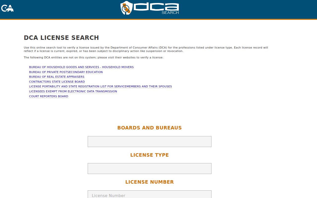 Solano County people search California professional license form