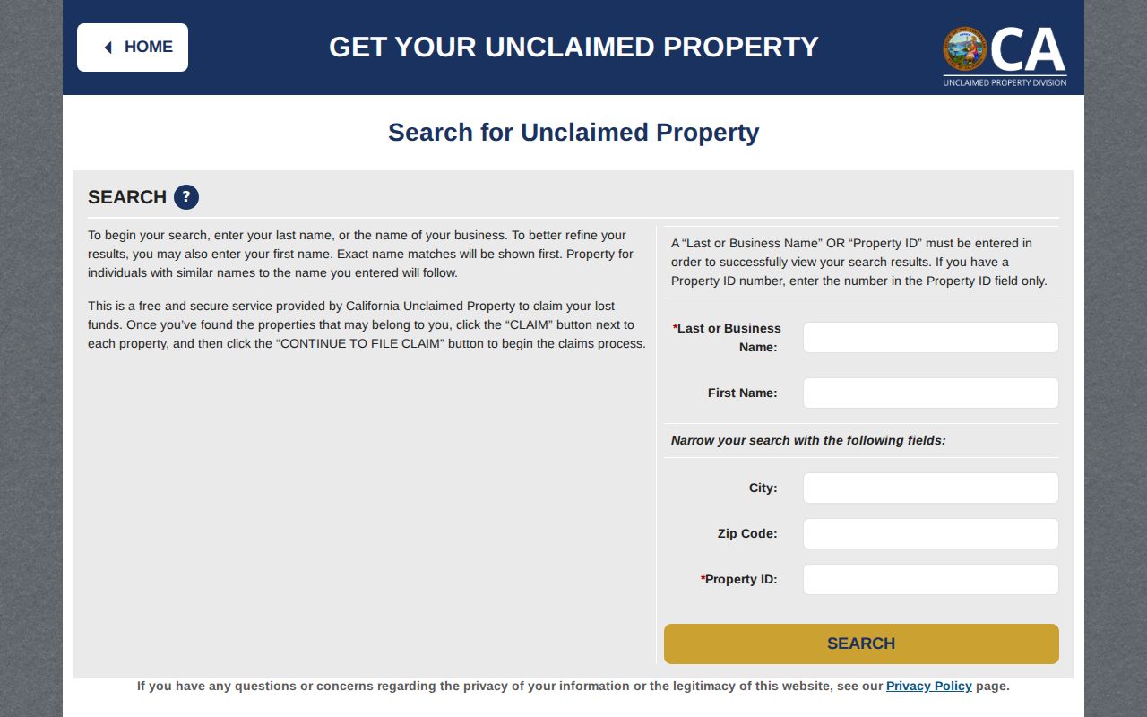 Solano County public records research using California unclaimed property search